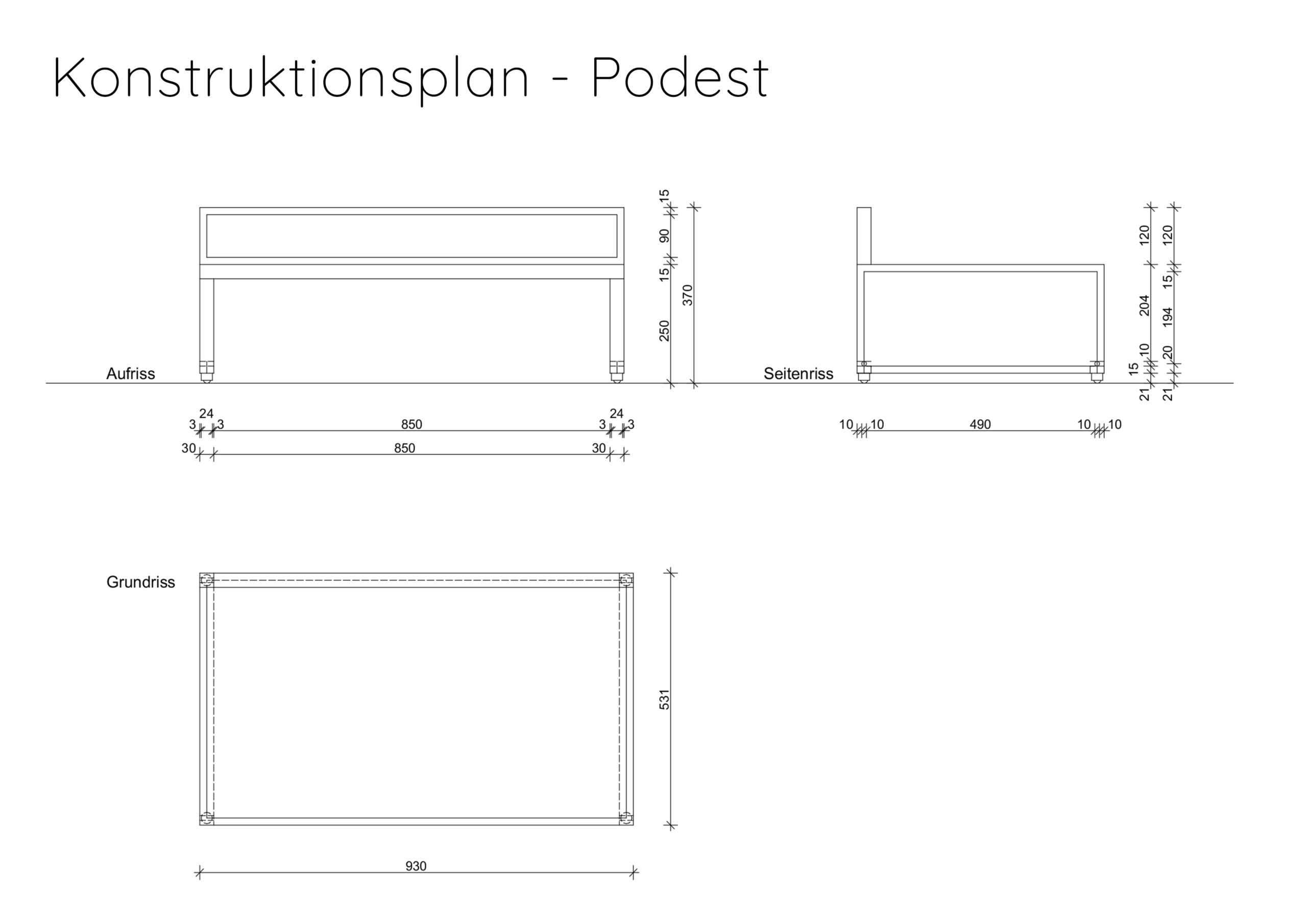 Konstruktionsplan Podest